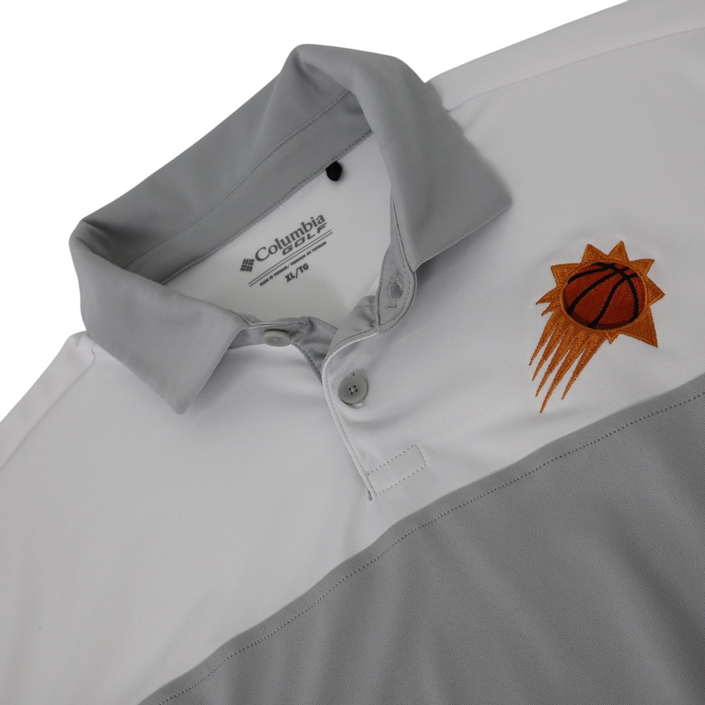 Columbia Golf Phoenix Suns Polo Shirt Mens XL Grey White Colorblock NBA Fan Gear